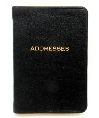 Address Book  MINI 3x4" Leather Cover 160 Tabbed Pages Post Miniatures BLACK - Image 1 of 4