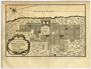 Antique Map-BUENOS AIRES-ARGENTINA-Bellin-Schwabe-1758 - Picture 1 of 1