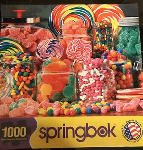 SPRINGBOK Candy Galore 1000 Piece Jigsaw Puzzle USA MADE Colorful Pink Free Shp - Picture 1 of 3
