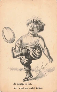 Vintage Postcard - 1912/ posted - Boy kicking football / 1 cent stamp - Picture 1 of 2