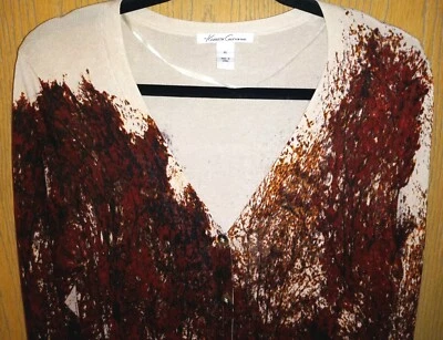 NUEVO~ Kenneth Cole, Cárdigan Ligero, Crema, Borgoña, Marrón XL. CAÍDA Foto 1 de 4