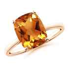 ANGARA Prong-Set Cushion Citrine Solitaire Ring for Women in 14K Solid Gold