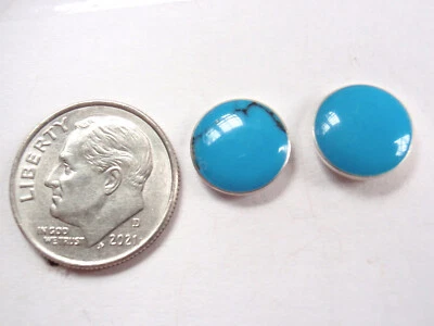 Blue Turquoise Simulated 925 Sterling Silver Stud Earrings 10mm - Image 1 of 4