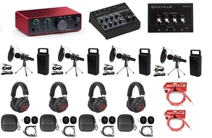Focusrite 4-Person Podcast Podcasting Recording Kit w/Mics+Stands+Headphones - Picture 1 of 12