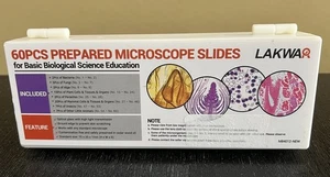 LAKWA 60pcs Prepared Microscope Slides-Basic Biological Science Education. NEW - Picture 1 of 3