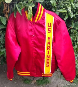 Vintage Swingster Jacket Men Medium 80s US Marines Satin Bomber Varsity USA Made - Picture 1 of 4