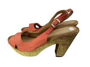 ERIC MICHAEL arancione pelle di serpente plateau slingback punta aperta tacco 9M - Foto 1 di 16