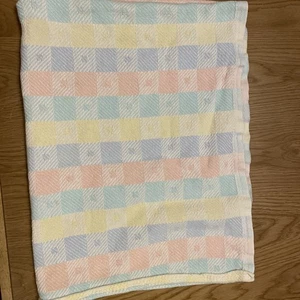 VTG HTF Beacon WPL 1675 Pastel Plaid Check Stripe Cotton Baby Blanket USA MADE - Picture 1 of 4