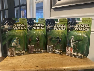 Conjunto completo de bonecos de ação Star Wars Attack of the Clones prévia 4-2001 novo - Imagem 1 de 4