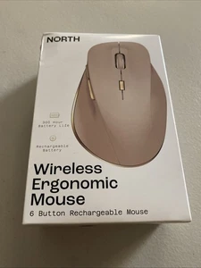 NORTH Wireless Ergonomic Mouse 6 Button Rechargeable 300 Hr Battery - Picture 1 of 2