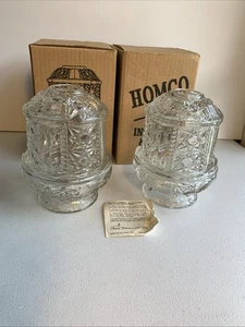 Vintage Homco Clear Glass 1188-3BD Crystal Fairy Light Set Of 2 Candle Holder - Picture 1 of 17