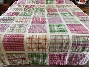 NAUTICA FULL/QUEEN PATCHWORK PLAID COMFORTER & 2 SHAMS PINKS GREEN MULTICOLOR - Picture 1 of 22