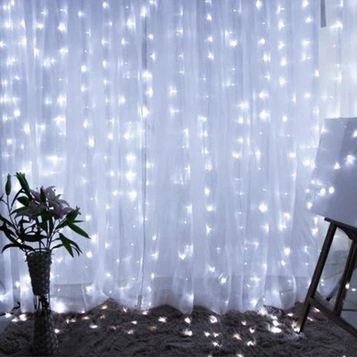 Dazzle Bright Curtain String Lights, 300 LED 9.8ft x 8 Lighting White  - Image 1 of 4