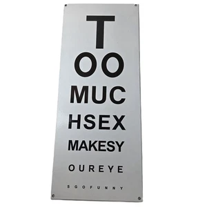 Vintage Snellen Chart Sign - Eye Doctor Exam Man Cave Gas Porcelain Sex Sign - Picture 1 of 15