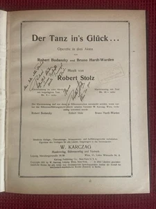Klaviernoten Robert Stolz Der Tanz in's Glück mit Widmung 1920 - Bild 1 von 2