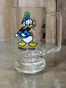 Taza de cerveza de raíz de vidrio transparente grueso vintage Disney Donald Duck + taza Stein - Imagen 1 de 12