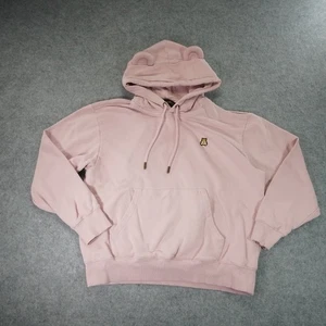 Teddy Fresh Hoodie Womens Medium Bear Ears Pink Long Sleeve Logo Cotton Pullover - Picture 1 of 11