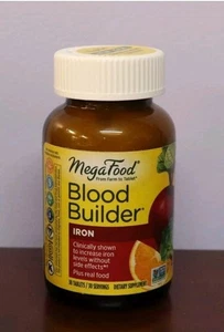 NEW MegaFood Dairy-Free Kosher & Gluten-Free Iron Blood Builder 30 Tablets 8/26 - Picture 1 of 3
