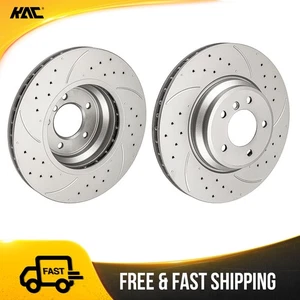 Front Drilled and Slotted Brake Rotors For BMW 2007-2013 335i 2007-2008 335xi - Picture 1 of 19