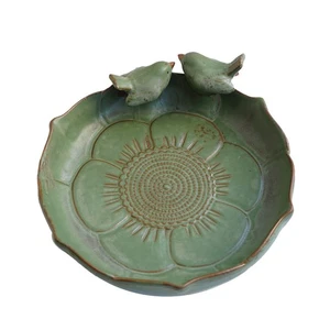 Ciotola o mangiatoia da bagno uccellino selvatico resistente in ceramica verde chiaro per giardino esterno... - Foto 1 di 6