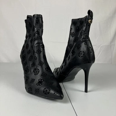 Guess Dafina Terciopelo Imitación Cuero Tacones Punta Negros Botines 8.5 Foto 1 de 4