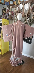 Vintage Silk Blend 1970s Kimono Robe - Picture 1 of 9