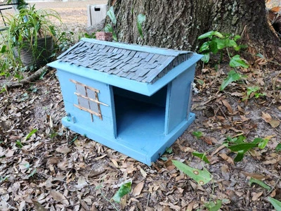 Custom Wood Dog House Cat Pet Bed Raised Platform Cave Indoor Outdoor Cottage - Image 1 of 4