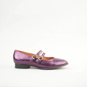 Esska flache Mary Jane Damenschuhe lila Leder metallic - Bild 1 von 11