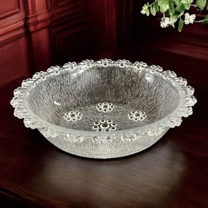 Vintage italienische Glas Hochzeit Servierschale strukturiert floral verziert opulent global - Bild 1 von 9