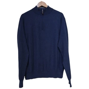 Peter Millar Baumwoll-Kaschmir-Mischung Viertel-Reißverschluss Pullover Marine Größe L - Bild 1 von 9