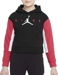 Jordan Girls Pullover Hoodie Black Red 45A761-023 Youth Small NWT Nike Jumpman - Picture 1 of 3