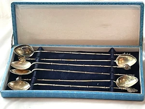 SET OF 6 950 STERLING SILVER JAPAN TALL ICED TEA COCKTAIL SPOONS - FREE SHIP - Picture 1 of 5