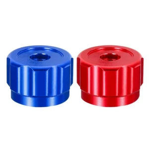 Manija de Rueda Redonda Manijas de Grifo Colector Medidores Perilla Aluminio-Aleación, Rojo/Azul - Imagen 1 de 24