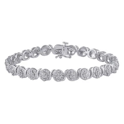 Brazalete para mujer con superposición de plata y diamantes de 1,00 CTW regalo de San Valentín Foto 1 de 4