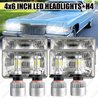 4pcs 4x6'' LED Headlights Hi-Lo W/DRL For 1975-1986 Cadillac Fleetwood DeVille - Image 1 of 4