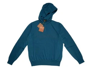 Sudadera con capucha azul sajonia Loro Piana $2,200 Nueva con etiquetas Suéter de cachemira (48 IT) S - Imagen 1 de 5
