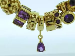 Bd103/38- Lovely Genuine 9k 9ct Solid Gold Natural Amethyst Dangle / Drop Bead - Foto 1 di 4