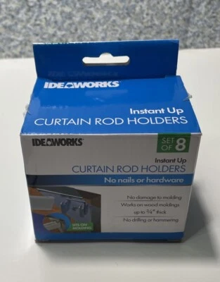 No Nails or Damage Instant Up Curtain Rod Holders #JT1851 Set of 8 By IdeaWorks - Image 1 of 4