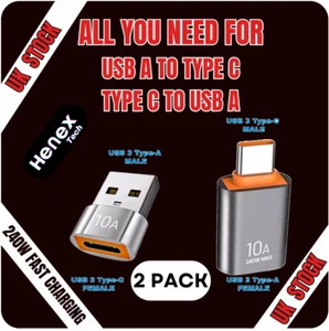 USB Type C Female to USB 3.1 Male Adapter Converter For iPhone Android 240w - Picture 1 of 16