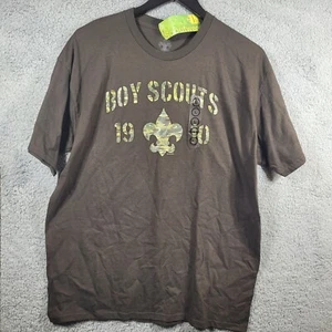 Boy Scouts If America Brown Tshirt Size LARGE Camo Lettering - Picture 1 of 7