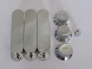 Chrome Closed ST Pickup Covers w/ Guitar Knobs and 5 Way Switch Tip for Fender - Picture 1 of 2