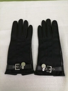 Prada Womens Black Nylon Leather Cashmere Lined Gloves Size 7 1/2 JAPAN - Picture 1 of 8