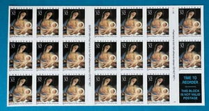 US Stamps Scott 3112 32c 1996 Madonna and Child pane of 20 Mint NH Super fresh - Picture 1 of 2