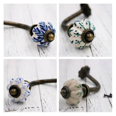 Curtain Tie Backs Hook Decorative  Ceramic Pumpkin Wall Hook Coat Hook Hangers - Image 1 of 4
