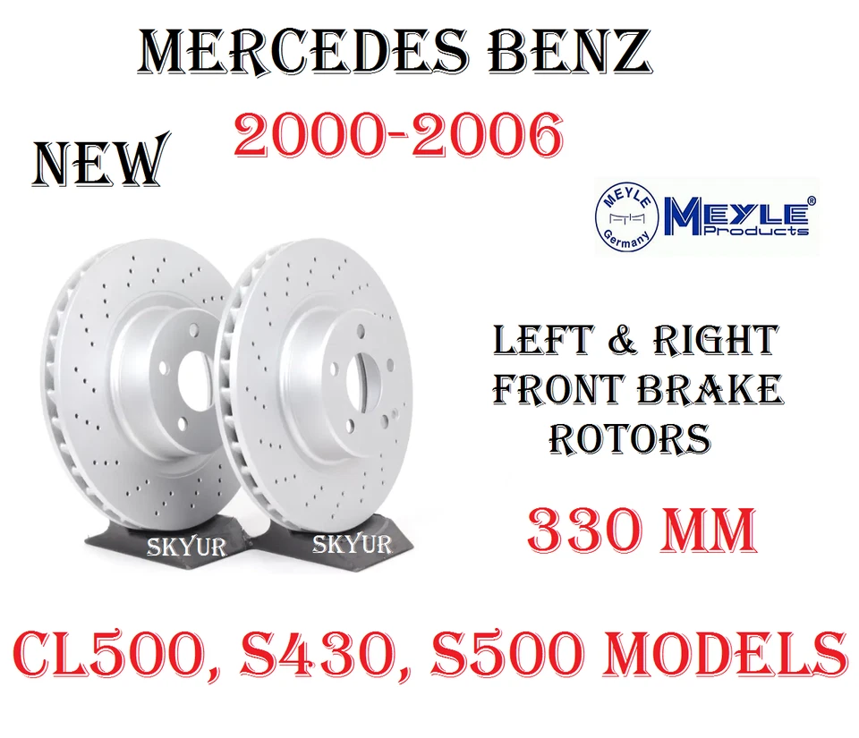 Mercedes Front Left & Right Brake Disc Rotors For CL500 S430 S500 330mm - Image 1 of 4