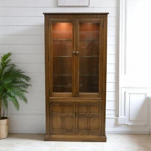 Ercol Tall Display Cabinet With Cupboard #3752 Golden Dawn FREE UK* Delivery - Picture 1 of 24