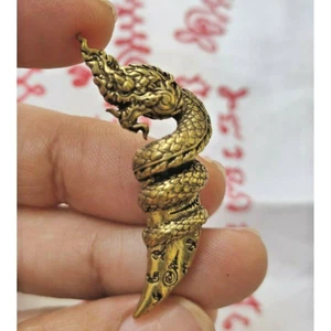 Amulett Naga Thai Magie Buddha Statue Reichtum Glücksdrache Messing Talisman Schlange - Bild 1 von 8