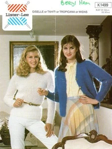 VINTAGE KNITTING PATTERN, LISTER LEE K1499, LADY'S SWEATER & CARDIGAN 32-40 INCH - Picture 1 of 1
