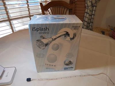 iSplash wireless splashproof shower speaker pool Sharper image zip connect NEW - Image 1 of 4