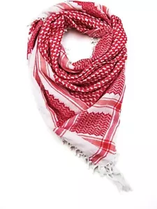 Keffiyeh Scarf Palestinian Shemagh Original Arab Kufiya White New Red - Picture 1 of 6